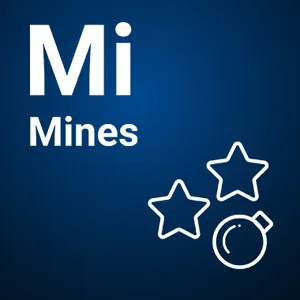 Mines fra Spribe med et rutenett på 5 ganger 5 felt og stjerner